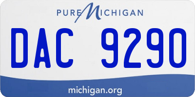 MI license plate DAC9290