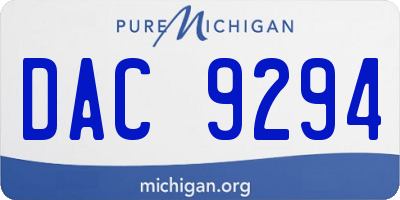 MI license plate DAC9294