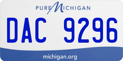 MI license plate DAC9296