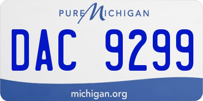 MI license plate DAC9299