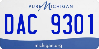 MI license plate DAC9301
