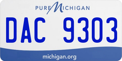 MI license plate DAC9303