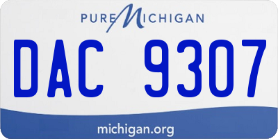 MI license plate DAC9307