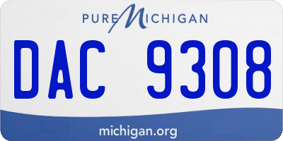 MI license plate DAC9308