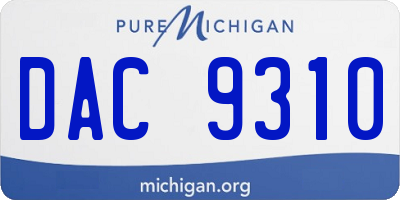 MI license plate DAC9310