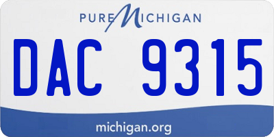 MI license plate DAC9315