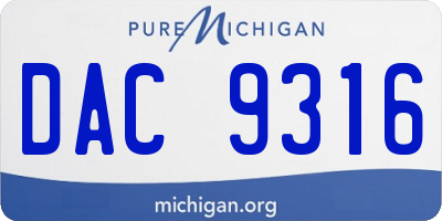 MI license plate DAC9316