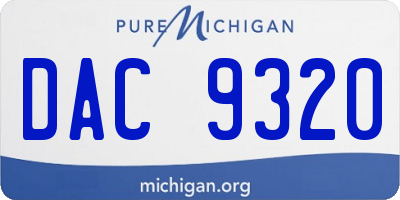 MI license plate DAC9320