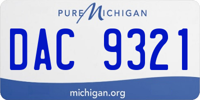 MI license plate DAC9321
