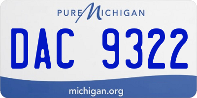 MI license plate DAC9322