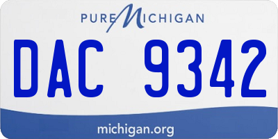 MI license plate DAC9342
