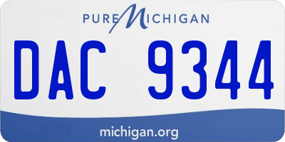 MI license plate DAC9344