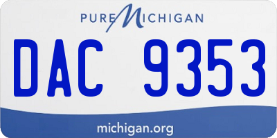 MI license plate DAC9353