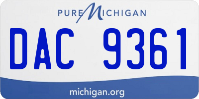 MI license plate DAC9361