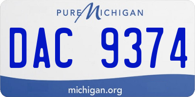 MI license plate DAC9374