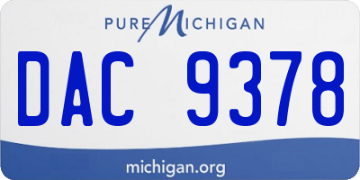 MI license plate DAC9378