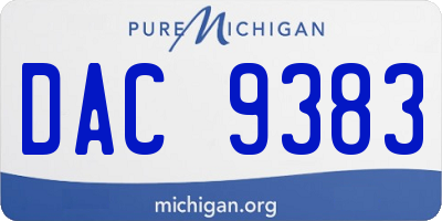 MI license plate DAC9383