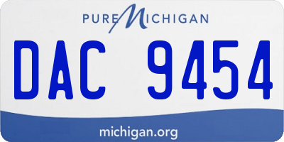 MI license plate DAC9454