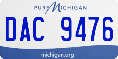 MI license plate DAC9476