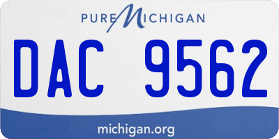MI license plate DAC9562