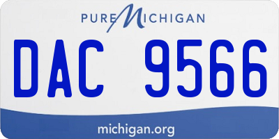 MI license plate DAC9566