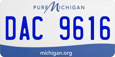 MI license plate DAC9616