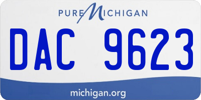 MI license plate DAC9623