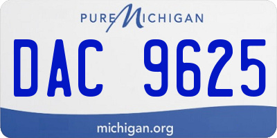 MI license plate DAC9625