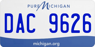MI license plate DAC9626
