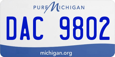 MI license plate DAC9802