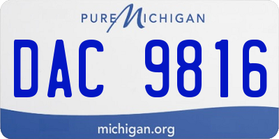 MI license plate DAC9816