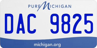 MI license plate DAC9825