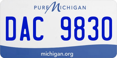 MI license plate DAC9830