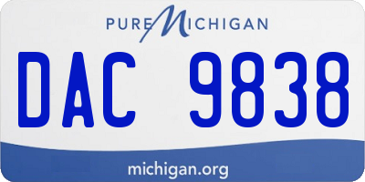 MI license plate DAC9838