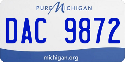 MI license plate DAC9872