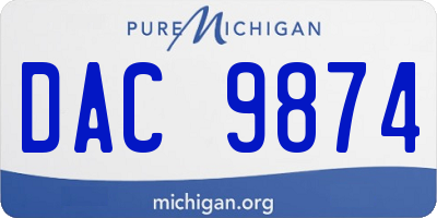 MI license plate DAC9874