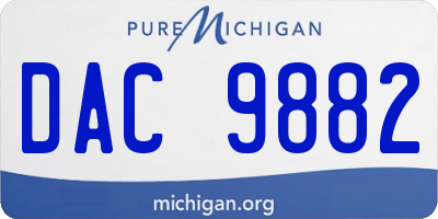 MI license plate DAC9882