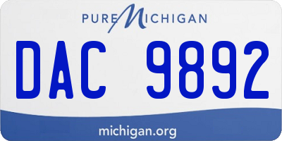 MI license plate DAC9892