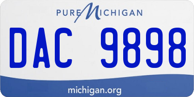 MI license plate DAC9898