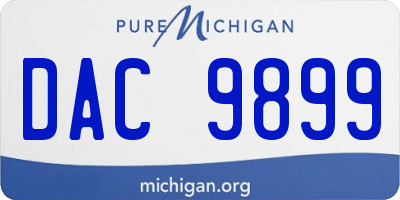 MI license plate DAC9899