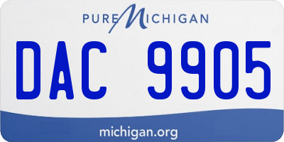 MI license plate DAC9905