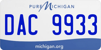 MI license plate DAC9933