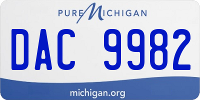 MI license plate DAC9982