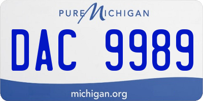 MI license plate DAC9989