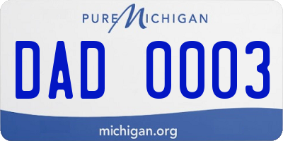 MI license plate DAD0003