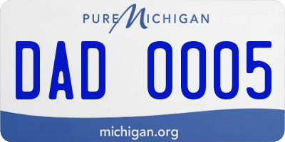 MI license plate DAD0005