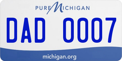MI license plate DAD0007