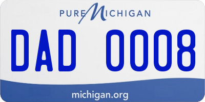 MI license plate DAD0008