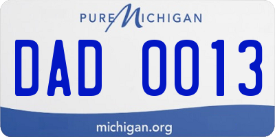 MI license plate DAD0013