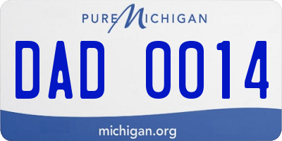 MI license plate DAD0014
